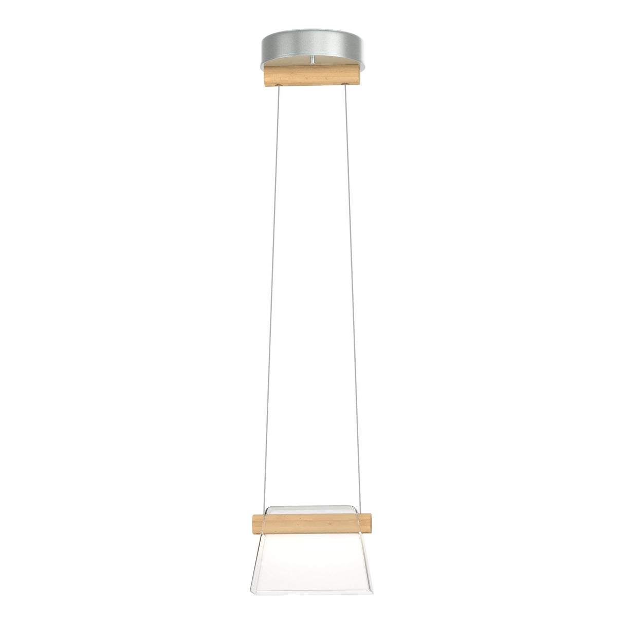 Hubbardton Forge 2018 Vintage Platinum Maple Wood Clear Glass (ZM) Standard Cowbell LED Mini Pendant