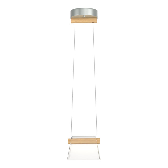 Hubbardton Forge 2018 Vintage Platinum Maple Wood Clear Glass (ZM) Standard Cowbell LED Mini Pendant