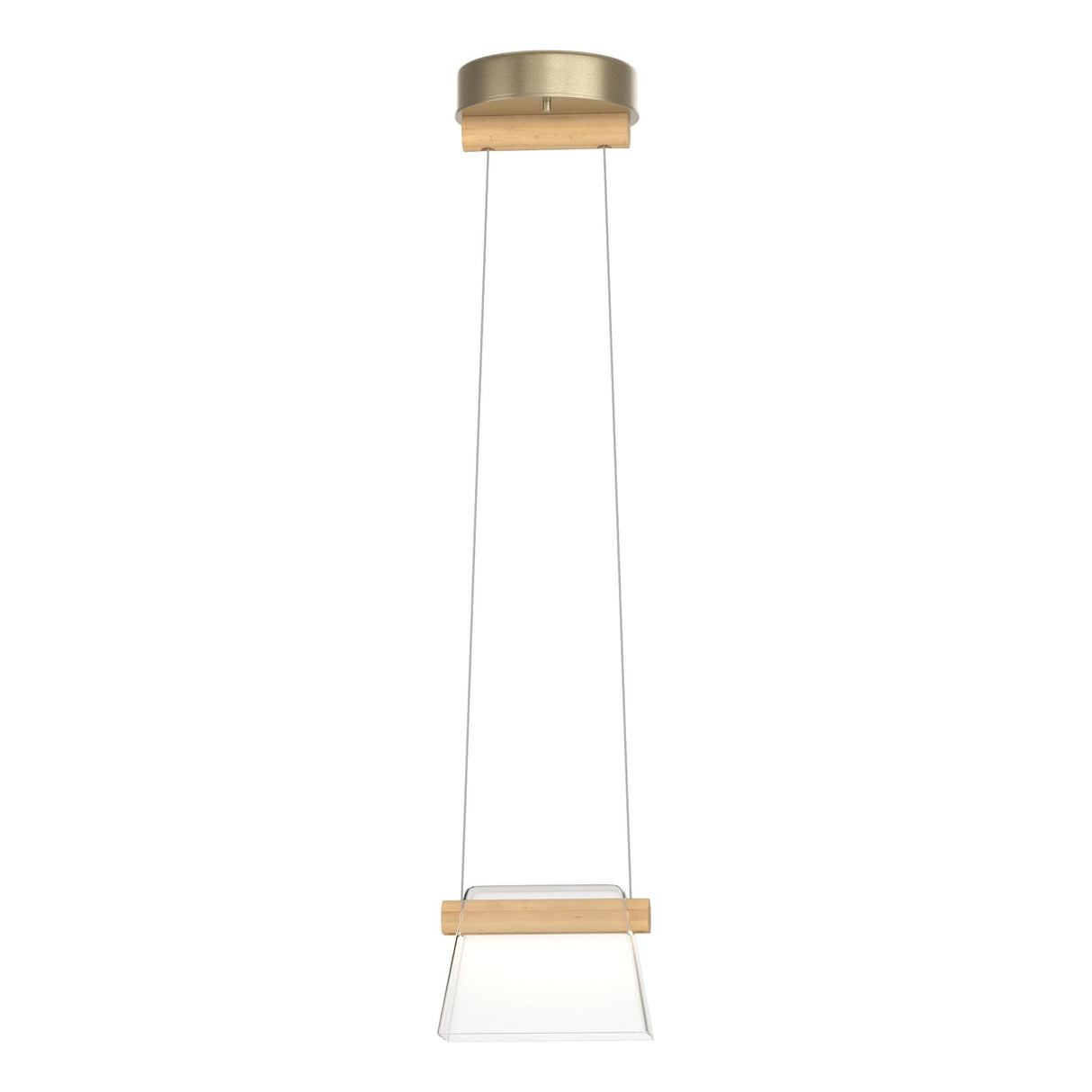 Hubbardton Forge 2018 Soft Gold Maple Wood Clear Glass (ZM) Standard Cowbell LED Mini Pendant