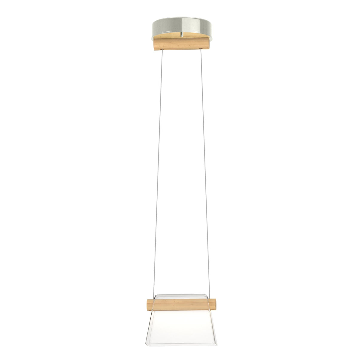 Hubbardton Forge 2018 Sterling Maple Wood Clear Glass (ZM) Standard Cowbell LED Mini Pendant