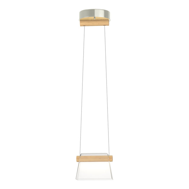 Hubbardton Forge 2018 Sterling Maple Wood Clear Glass (ZM) Standard Cowbell LED Mini Pendant