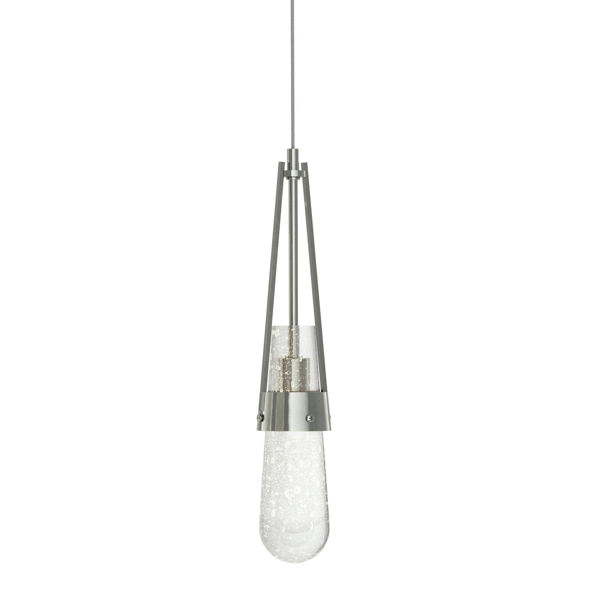 Hubbardton Forge 2022 Sterling Clear Bubble Glass (YG) Standard Link Blown Glass Low Voltage Mini Pendant