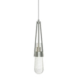 Hubbardton Forge 2022 Sterling Clear Bubble Glass (YG) Standard Link Blown Glass Low Voltage Mini Pendant