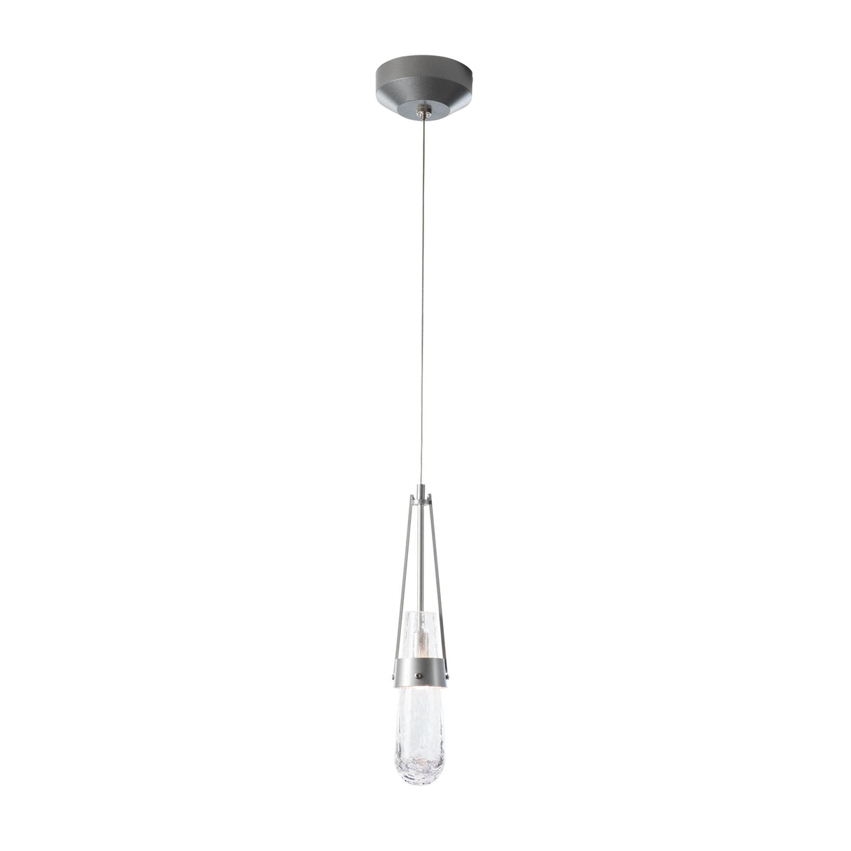 Hubbardton Forge 2022 Sterling Clear Bubble Glass (YG) Standard Link Blown Glass Low Voltage Mini Pendant