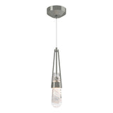 Hubbardton Forge 2022 Sterling Clear Glass with White Threading (YJ) Standard Link Blown Glass Low Voltage Mini Pendant