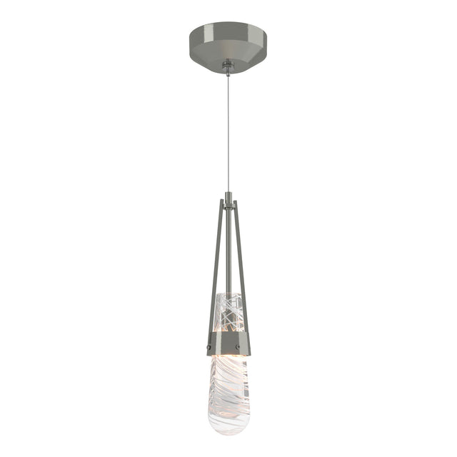 Hubbardton Forge 2022 Sterling Clear Glass with White Threading (YJ) Standard Link Blown Glass Low Voltage Mini Pendant