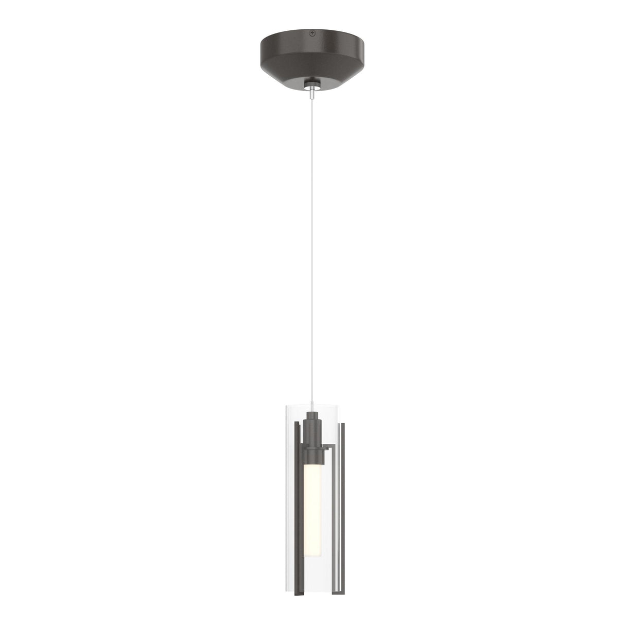 Hubbardton Forge 2022 Oil Rubbed Bronze Clear Glass (ZM) Standard Exos Glass Low Voltage Mini Pendant