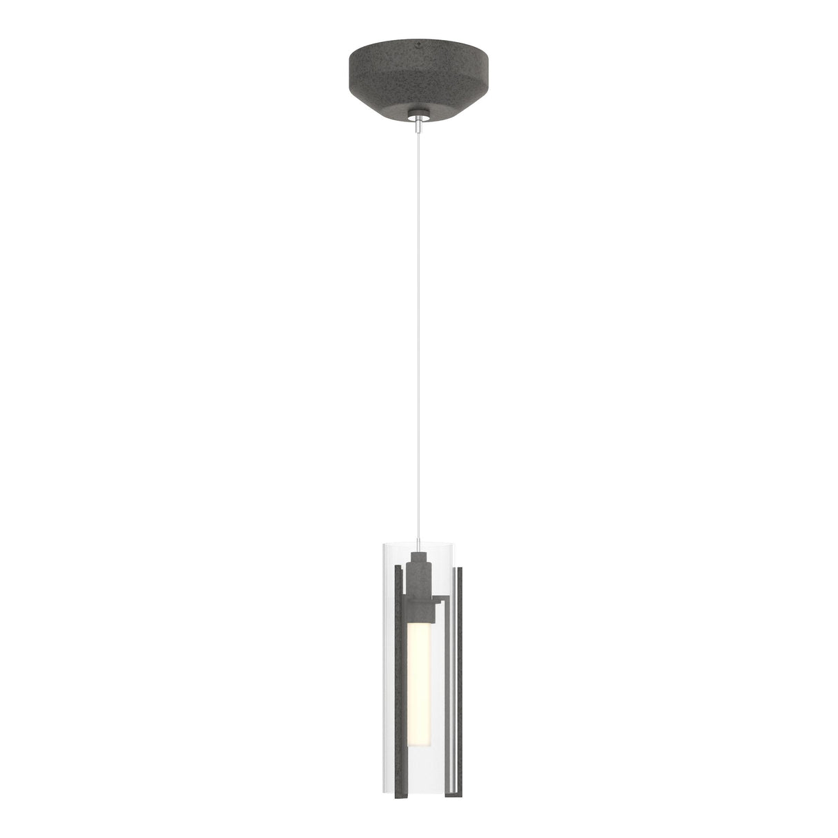 Hubbardton Forge 2022 Natural Iron Clear Glass (ZM) Standard Exos Glass Low Voltage Mini Pendant