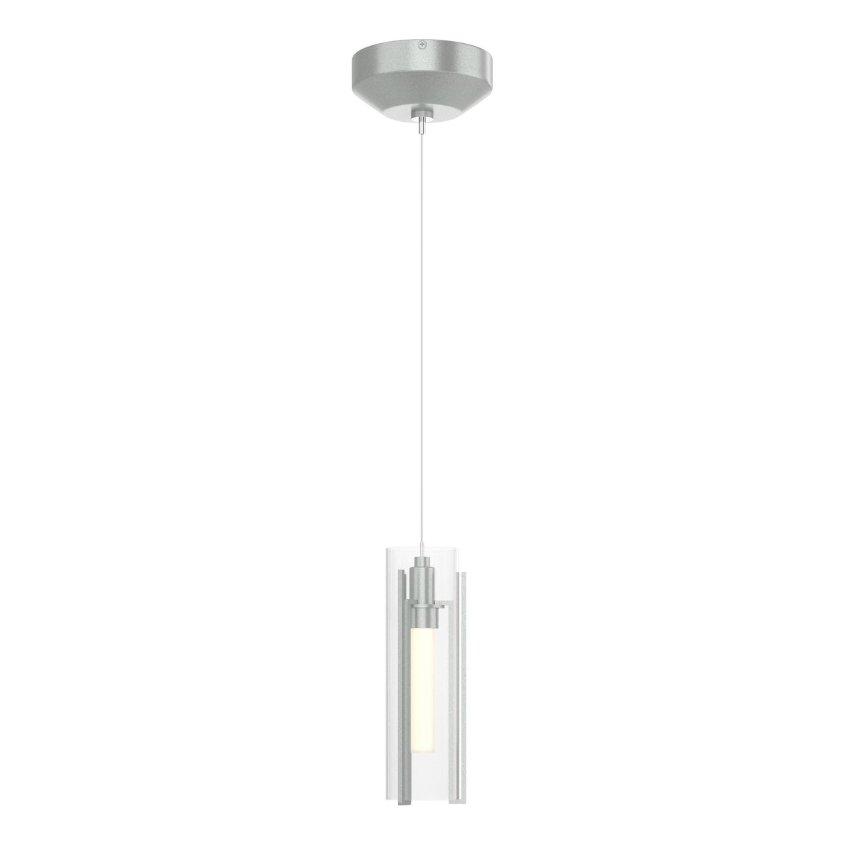 Hubbardton Forge 2022 Vintage Platinum Clear Glass (ZM) Standard Exos Glass Low Voltage Mini Pendant