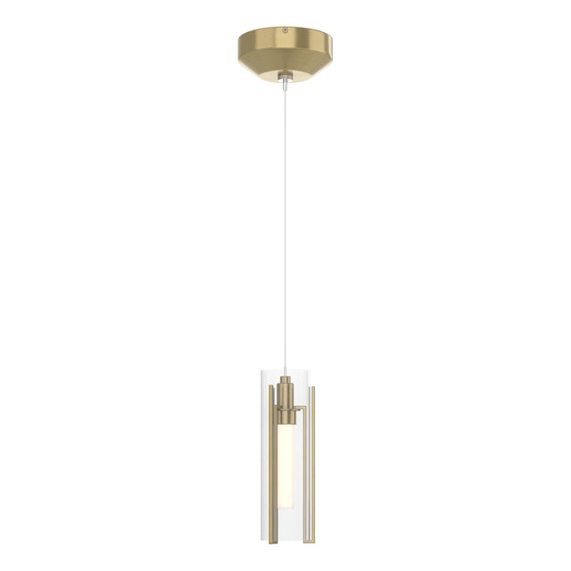 Hubbardton Forge 2022 Modern Brass Clear Glass (ZM) Standard Exos Glass Low Voltage Mini Pendant