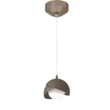 Hubbardton Forge 2022 Bronze Dark Smoke Opal Glass (GG) Standard Brooklyn Double Shade Low Voltage Mini Pendant