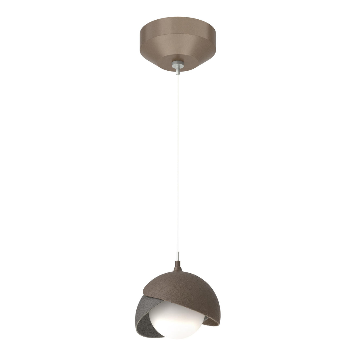 Hubbardton Forge 2022 Bronze Natural Iron Opal Glass (GG) Standard Brooklyn Double Shade Low Voltage Mini Pendant