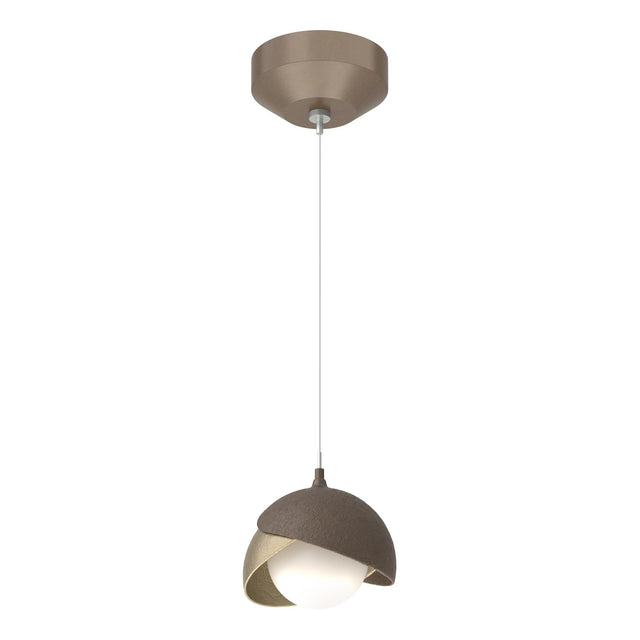 Hubbardton Forge 2022 Bronze Soft Gold Opal Glass (GG) Standard Brooklyn Double Shade Low Voltage Mini Pendant