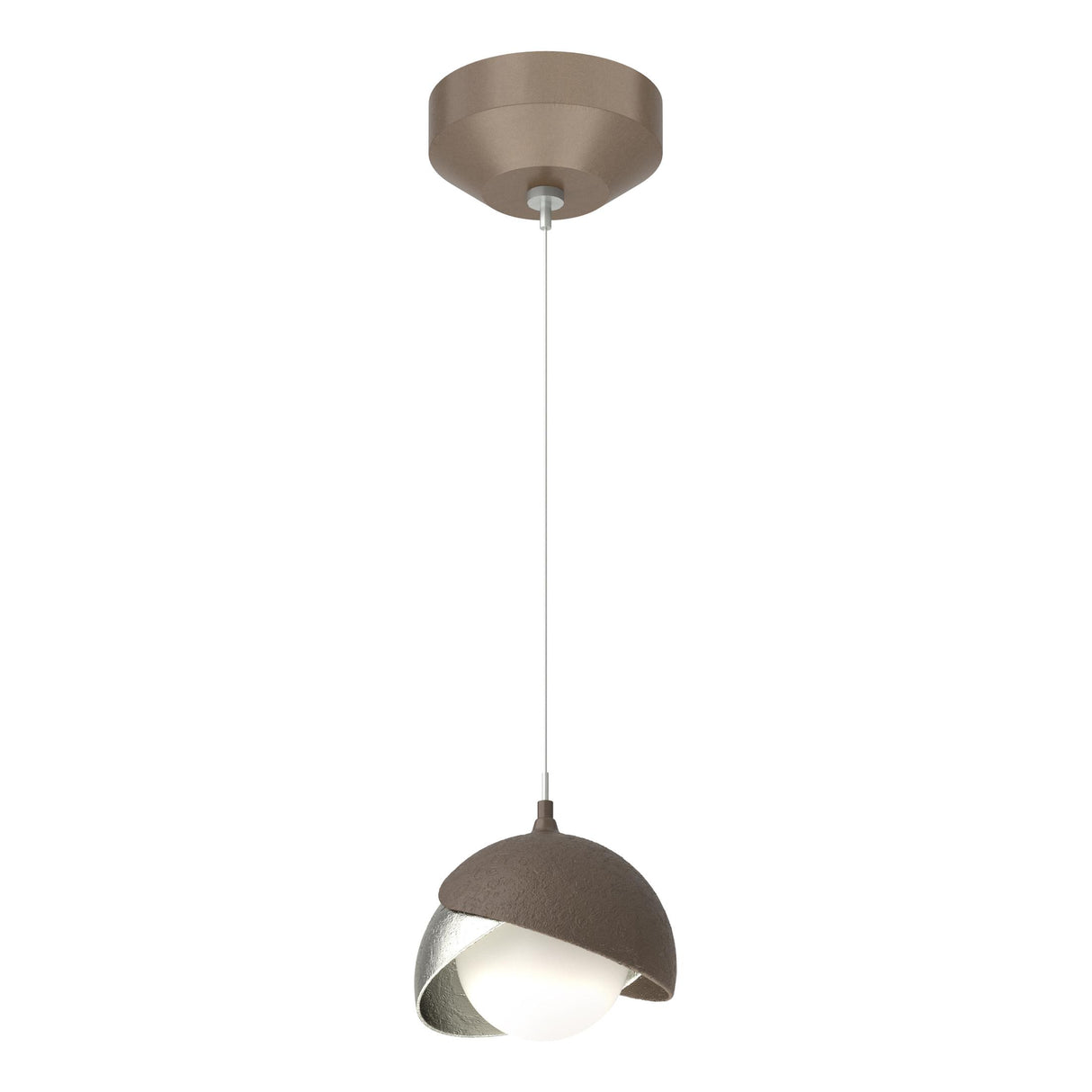 Hubbardton Forge 2022 Bronze Sterling Opal Glass (GG) Standard Brooklyn Double Shade Low Voltage Mini Pendant