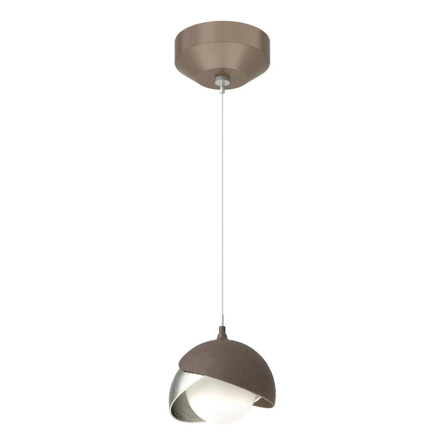Hubbardton Forge 2022 Bronze Sterling Opal Glass (GG) Standard Brooklyn Double Shade Low Voltage Mini Pendant