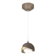 Hubbardton Forge 2022 Bronze Modern Brass Opal Glass (GG) Standard Brooklyn Double Shade Low Voltage Mini Pendant