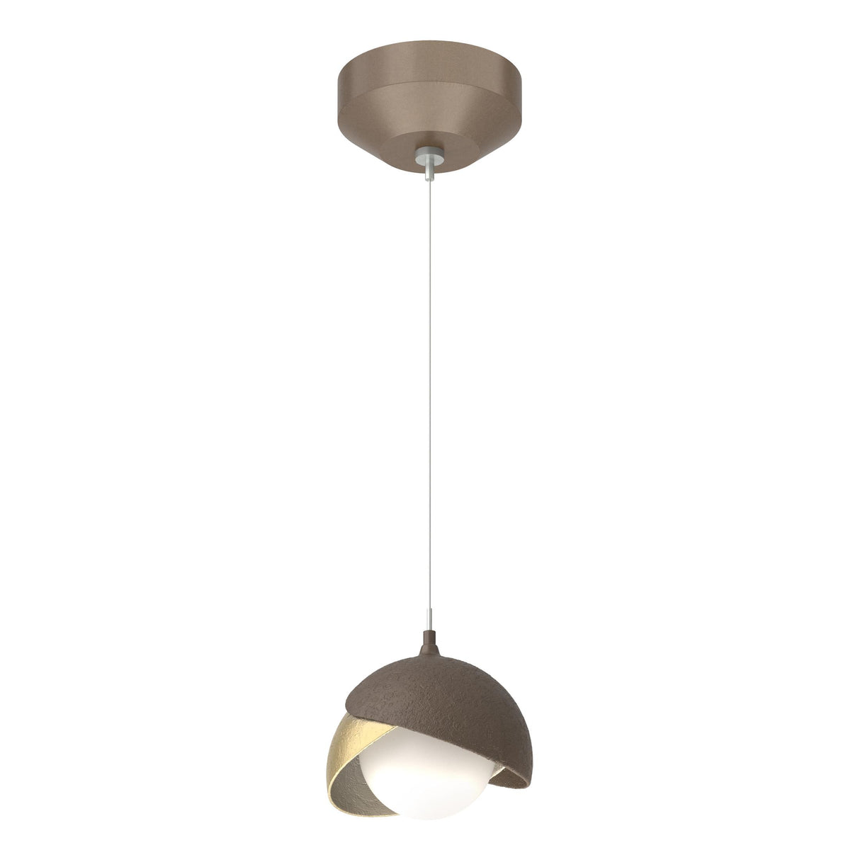 Hubbardton Forge 2022 Bronze Modern Brass Opal Glass (GG) Standard Brooklyn Double Shade Low Voltage Mini Pendant