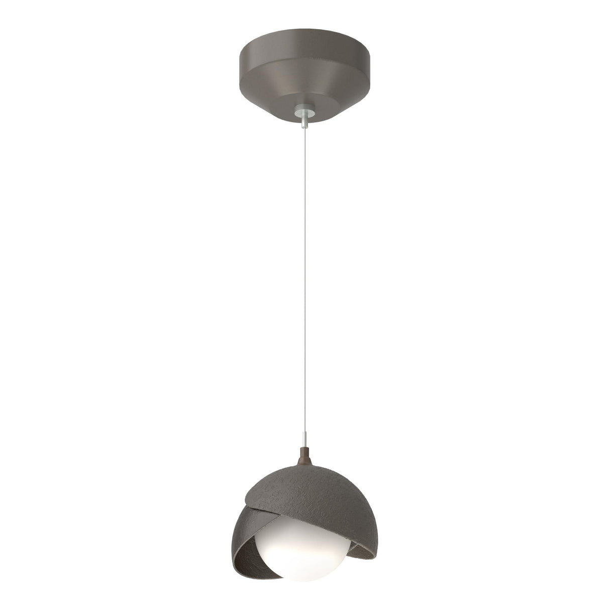 Hubbardton Forge 2022 Dark Smoke Oil Rubbed Bronze Opal Glass (GG) Standard Brooklyn Double Shade Low Voltage Mini Pendant
