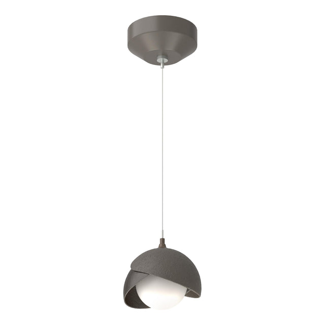 Hubbardton Forge 2022 Dark Smoke Oil Rubbed Bronze Opal Glass (GG) Standard Brooklyn Double Shade Low Voltage Mini Pendant