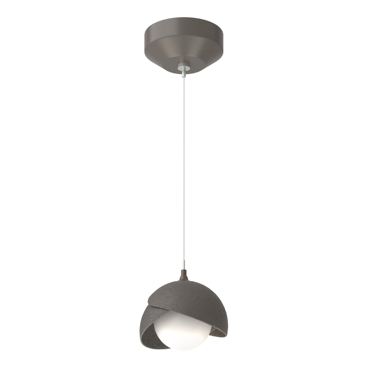 Hubbardton Forge 2022 Dark Smoke Natural Iron Opal Glass (GG) Standard Brooklyn Double Shade Low Voltage Mini Pendant