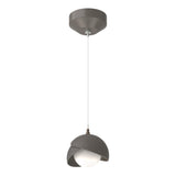 Hubbardton Forge 2022 Dark Smoke Natural Iron Opal Glass (GG) Standard Brooklyn Double Shade Low Voltage Mini Pendant