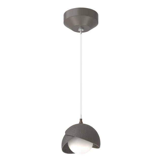 Hubbardton Forge 2022 Dark Smoke Natural Iron Opal Glass (GG) Standard Brooklyn Double Shade Low Voltage Mini Pendant