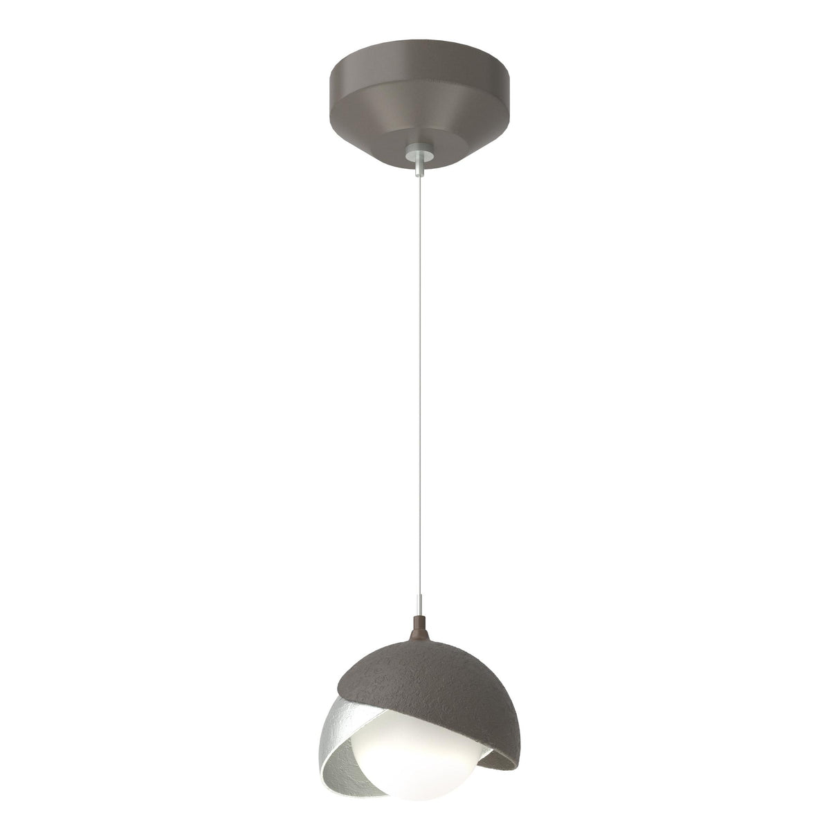 Hubbardton Forge 2022 Dark Smoke Vintage Platinum Opal Glass (GG) Standard Brooklyn Double Shade Low Voltage Mini Pendant