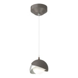 Hubbardton Forge 2022 Dark Smoke Vintage Platinum Opal Glass (GG) Standard Brooklyn Double Shade Low Voltage Mini Pendant