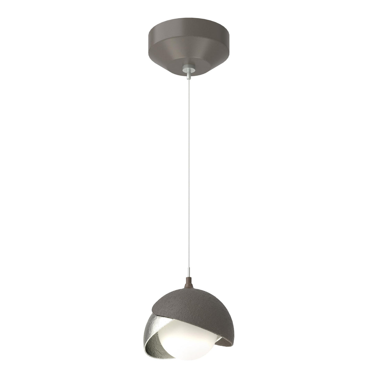 Hubbardton Forge 2022 Dark Smoke Sterling Opal Glass (GG) Standard Brooklyn Double Shade Low Voltage Mini Pendant