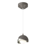 Hubbardton Forge 2022 Dark Smoke Sterling Opal Glass (GG) Standard Brooklyn Double Shade Low Voltage Mini Pendant