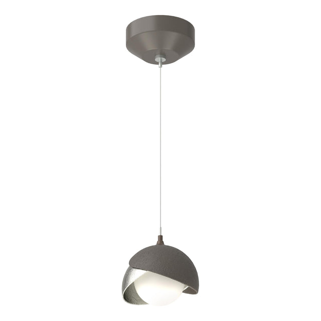 Hubbardton Forge 2022 Dark Smoke Sterling Opal Glass (GG) Standard Brooklyn Double Shade Low Voltage Mini Pendant