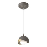 Hubbardton Forge 2022 Dark Smoke Modern Brass Opal Glass (GG) Standard Brooklyn Double Shade Low Voltage Mini Pendant