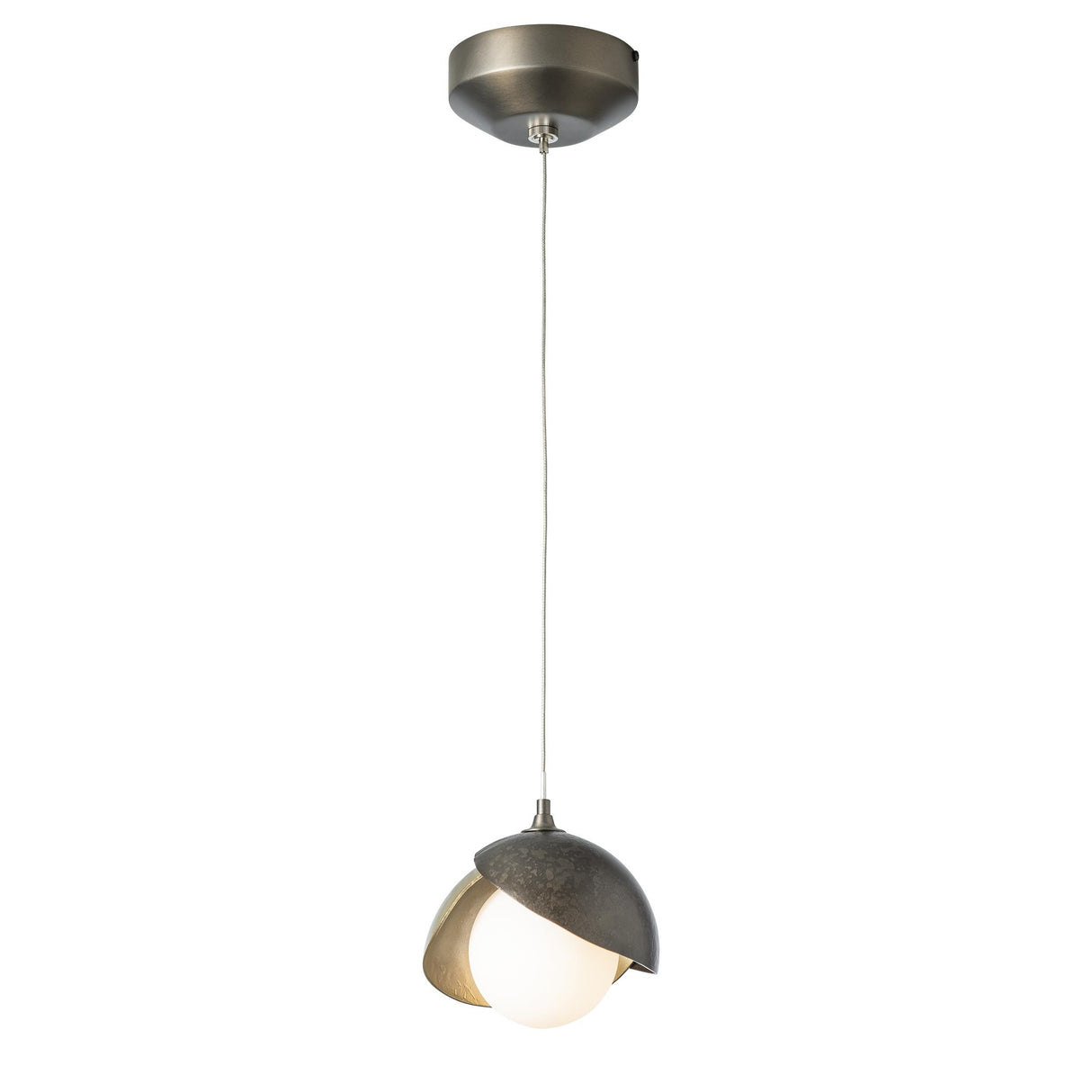 Hubbardton Forge 2022 Dark Smoke Modern Brass Opal Glass (GG) Standard Brooklyn Double Shade Low Voltage Mini Pendant