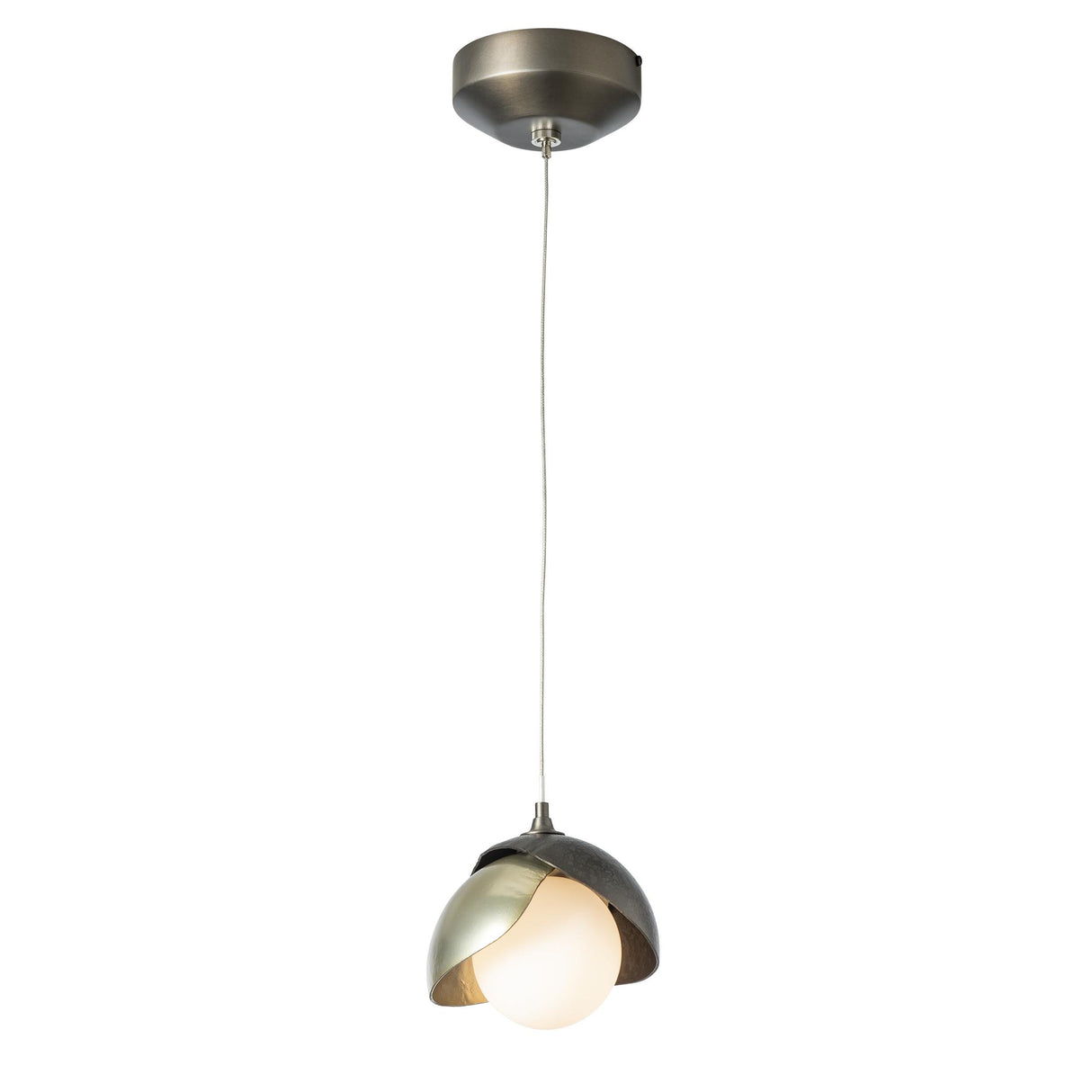 Hubbardton Forge 2022 Dark Smoke Modern Brass Opal Glass (GG) Standard Brooklyn Double Shade Low Voltage Mini Pendant