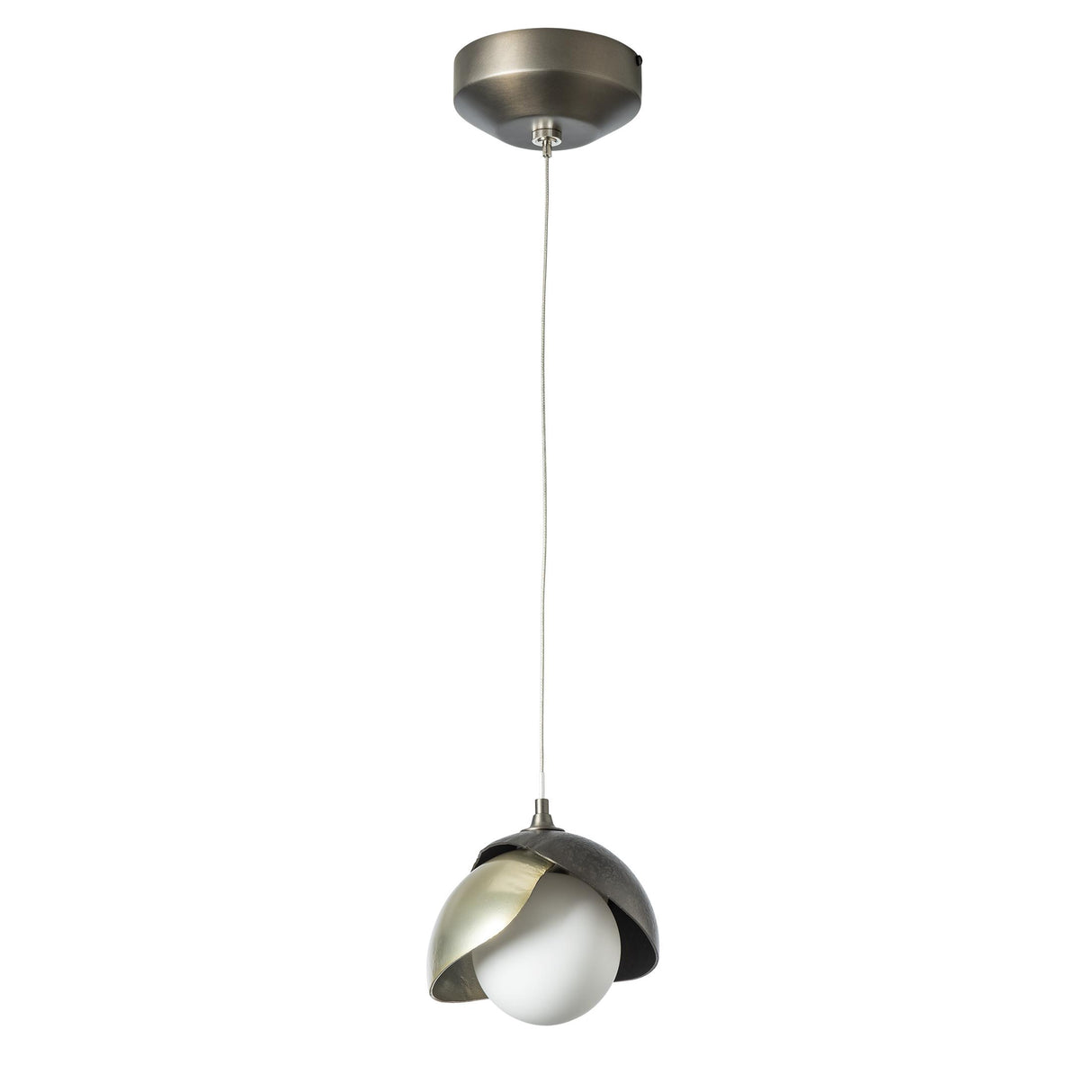 Hubbardton Forge 2022 Dark Smoke Modern Brass Opal Glass (GG) Standard Brooklyn Double Shade Low Voltage Mini Pendant
