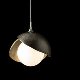 Hubbardton Forge 2022 Dark Smoke Modern Brass Opal Glass (GG) Standard Brooklyn Double Shade Low Voltage Mini Pendant