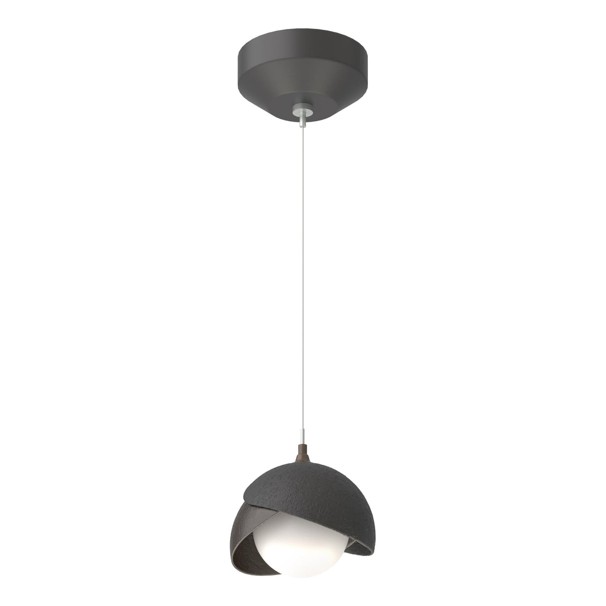 Hubbardton Forge 2022 Black Oil Rubbed Bronze Opal Glass (GG) Standard Brooklyn Double Shade Low Voltage Mini Pendant