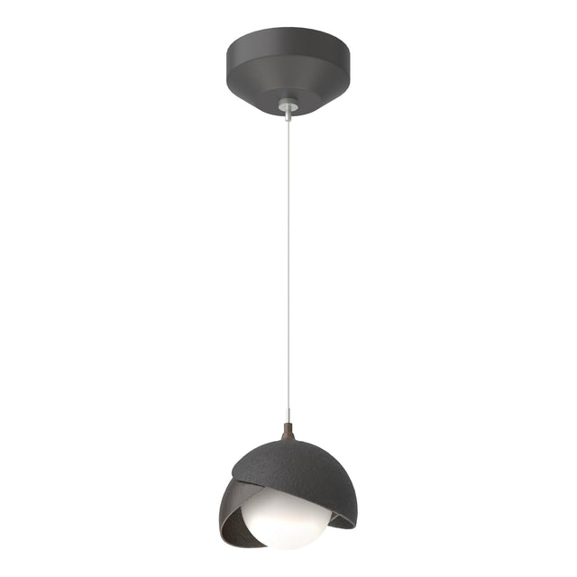 Hubbardton Forge 2022 Black Oil Rubbed Bronze Opal Glass (GG) Standard Brooklyn Double Shade Low Voltage Mini Pendant
