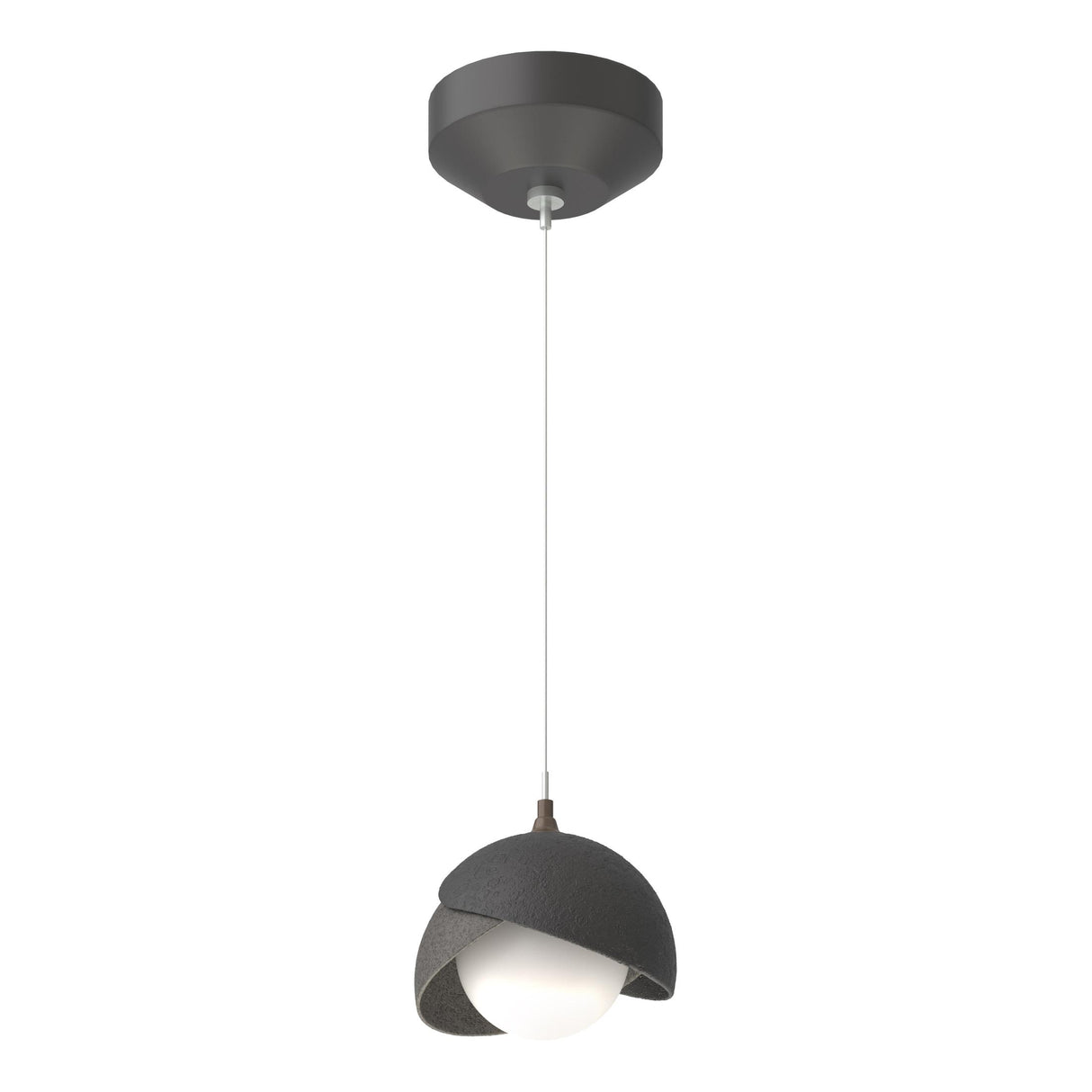 Hubbardton Forge 2022 Black Natural Iron Opal Glass (GG) Standard Brooklyn Double Shade Low Voltage Mini Pendant