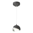 Hubbardton Forge 2022 Black Vintage Platinum Opal Glass (GG) Standard Brooklyn Double Shade Low Voltage Mini Pendant