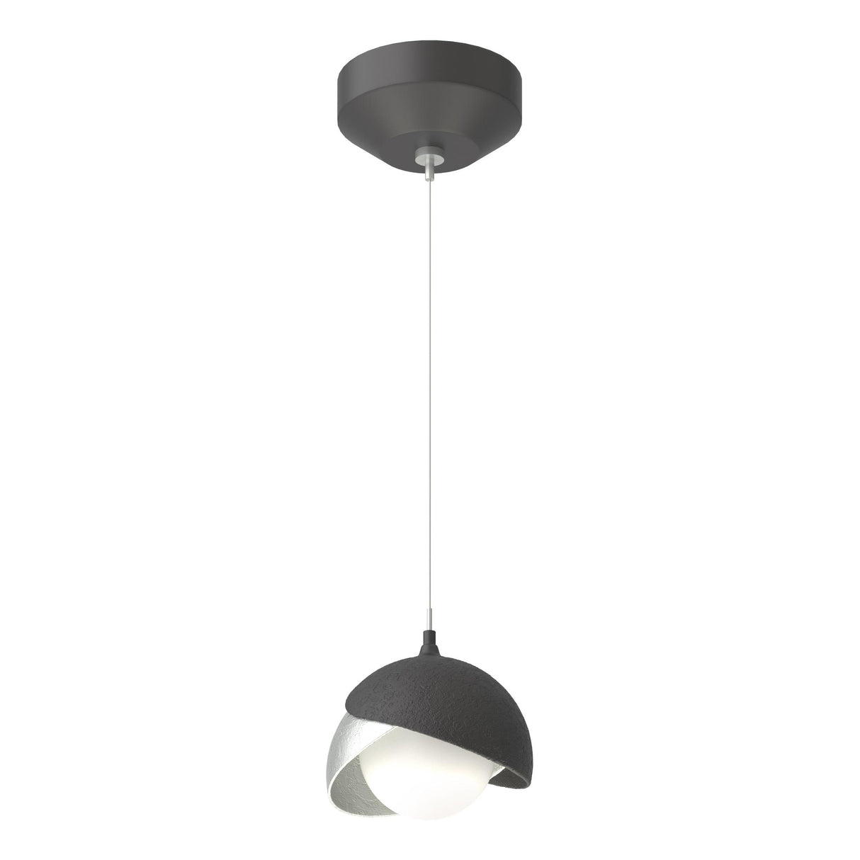 Hubbardton Forge 2022 Black Vintage Platinum Opal Glass (GG) Standard Brooklyn Double Shade Low Voltage Mini Pendant
