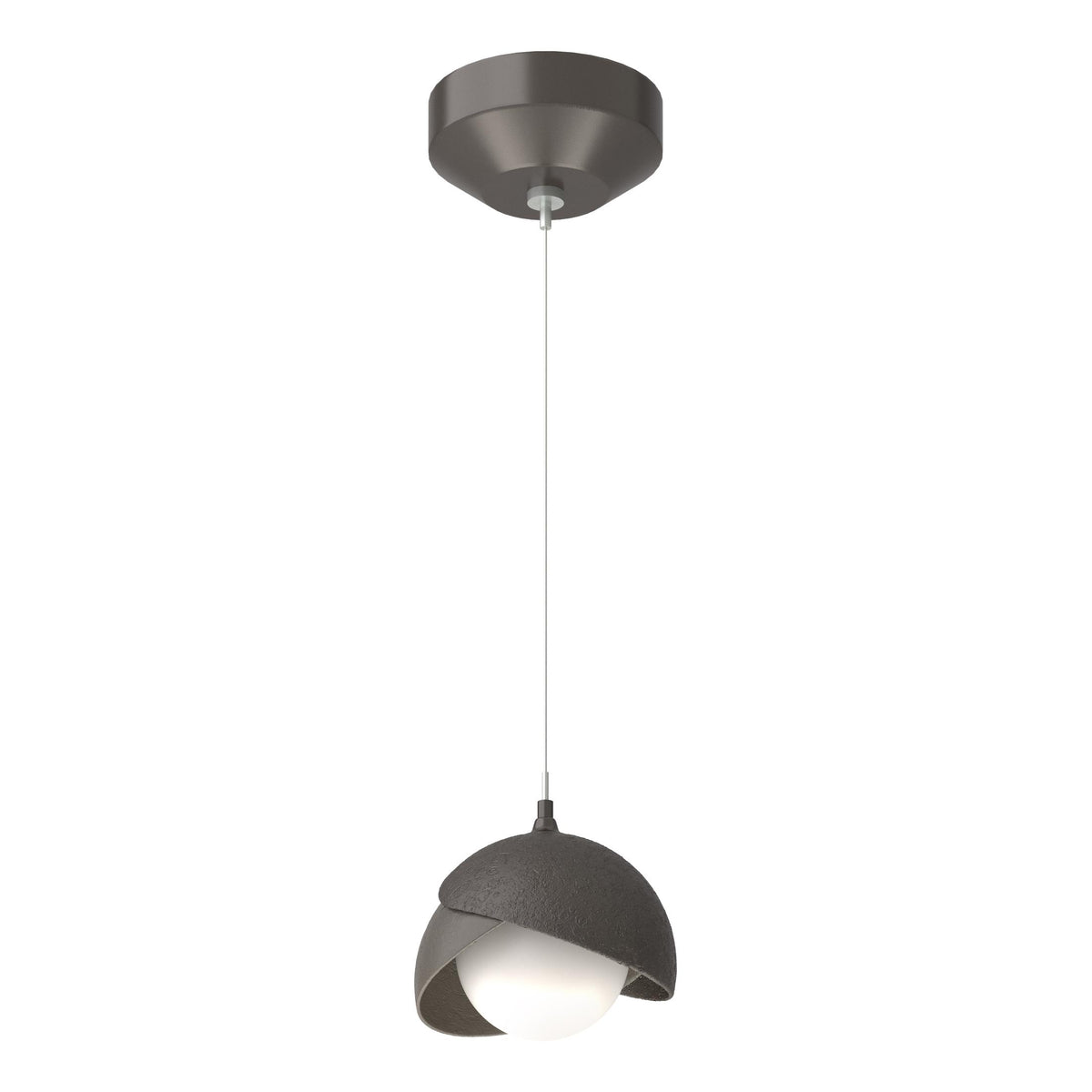 Hubbardton Forge 2022 Oil Rubbed Bronze Dark Smoke Opal Glass (GG) Standard Brooklyn Double Shade Low Voltage Mini Pendant