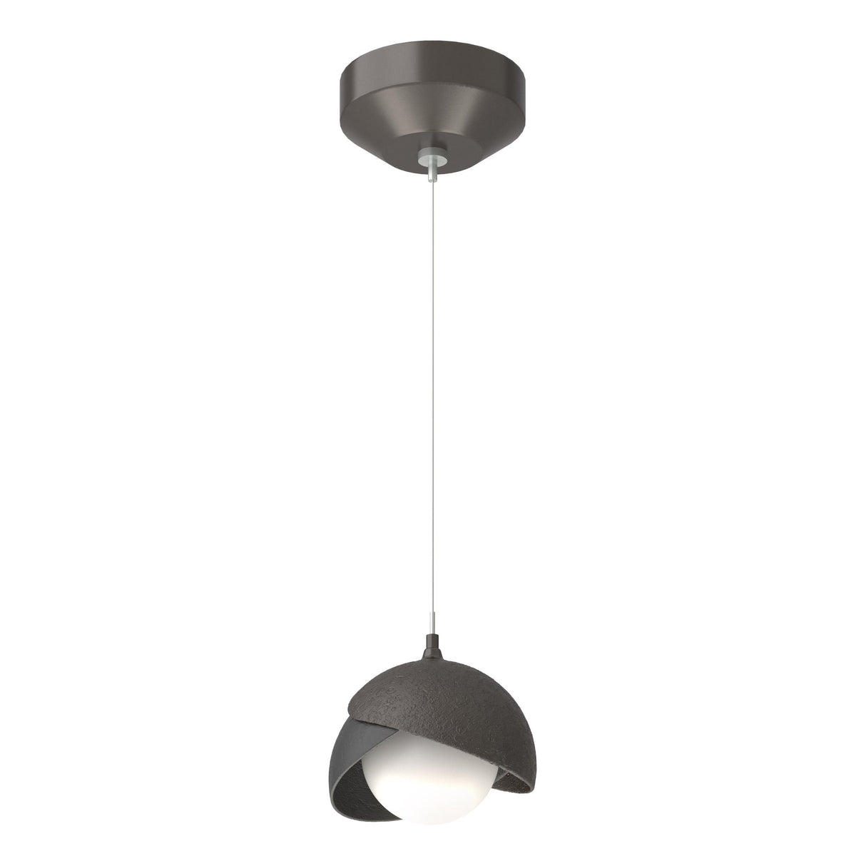 Hubbardton Forge 2022 Oil Rubbed Bronze Black Opal Glass (GG) Standard Brooklyn Double Shade Low Voltage Mini Pendant