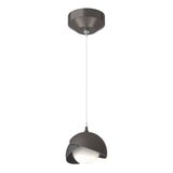 Hubbardton Forge 2022 Oil Rubbed Bronze Black Opal Glass (GG) Standard Brooklyn Double Shade Low Voltage Mini Pendant