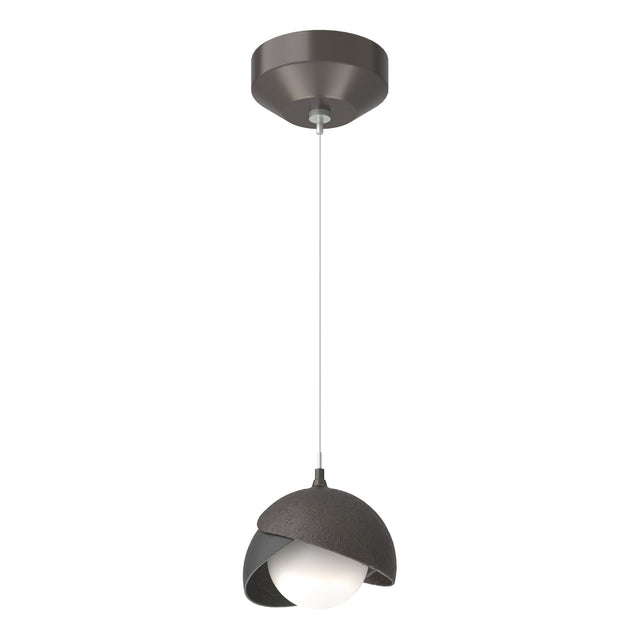 Hubbardton Forge 2022 Oil Rubbed Bronze Black Opal Glass (GG) Standard Brooklyn Double Shade Low Voltage Mini Pendant