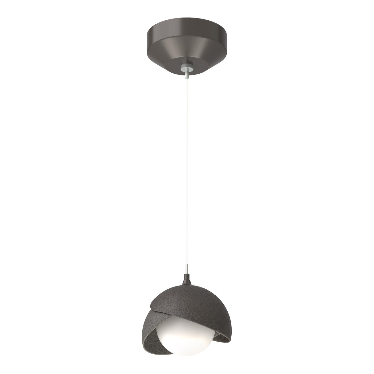 Hubbardton Forge 2022 Oil Rubbed Bronze Natural Iron Opal Glass (GG) Standard Brooklyn Double Shade Low Voltage Mini Pendant