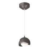 Hubbardton Forge 2022 Oil Rubbed Bronze Natural Iron Opal Glass (GG) Standard Brooklyn Double Shade Low Voltage Mini Pendant