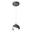 Hubbardton Forge 2022 Oil Rubbed Bronze Vintage Platinum Opal Glass (GG) Standard Brooklyn Double Shade Low Voltage Mini Pendant