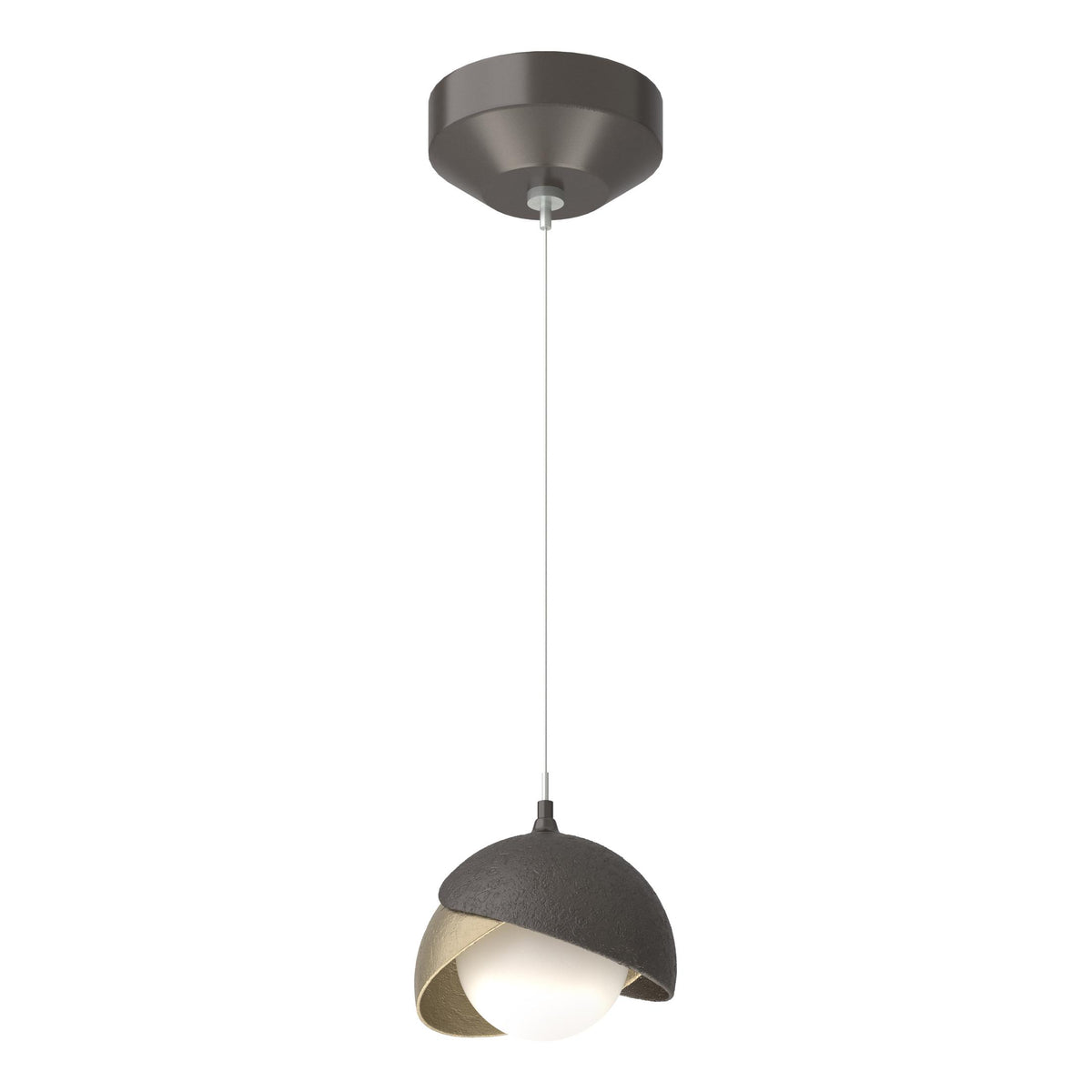 Hubbardton Forge 2022 Oil Rubbed Bronze Soft Gold Opal Glass (GG) Standard Brooklyn Double Shade Low Voltage Mini Pendant