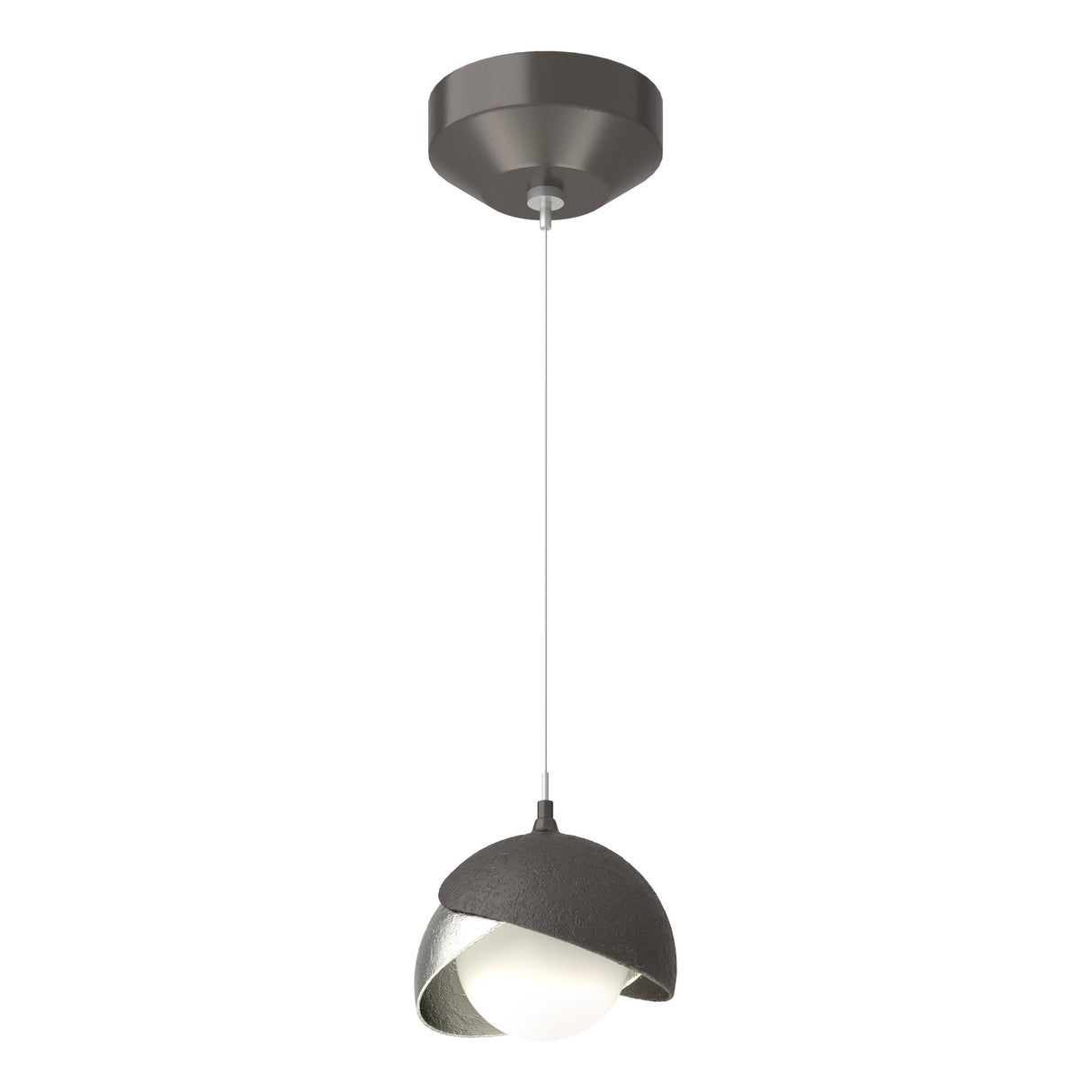 Hubbardton Forge 2022 Oil Rubbed Bronze Sterling Opal Glass (GG) Standard Brooklyn Double Shade Low Voltage Mini Pendant